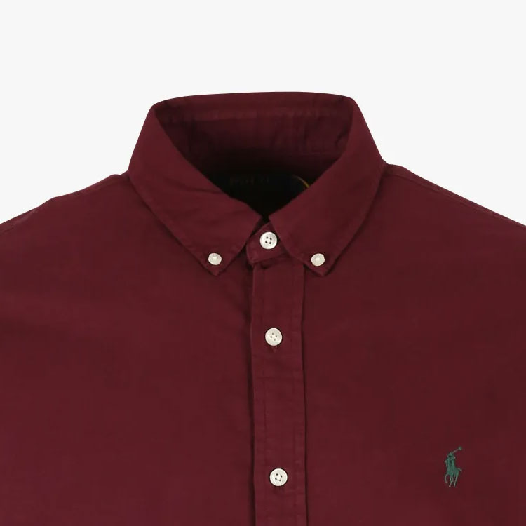 Поло Пони вышитая Хлопковая Рубашка Polo Ralph Lauren, Бордовый — фото 3