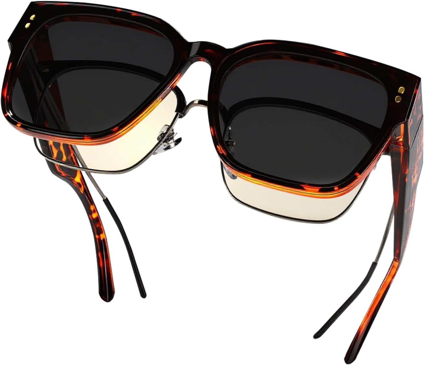 

Солнцезащитные очки увеличенного размера с поляризованным покрытием для женщин, модные квадратные солнцезащитные очки для вождения ZAJDODK, Brown Tortoise Frame/Gray Lens