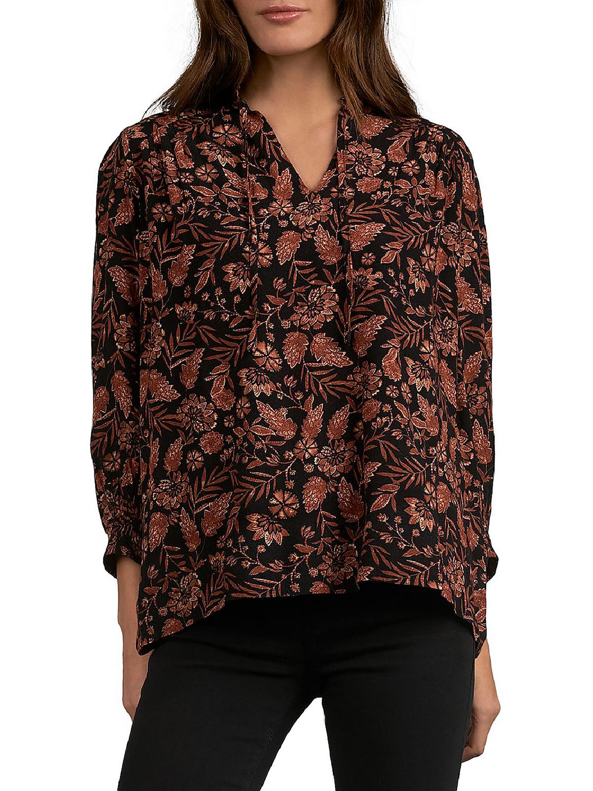 

Женский топ с принтом и застежкой на пуговицы ELAN, цвет black autumn print