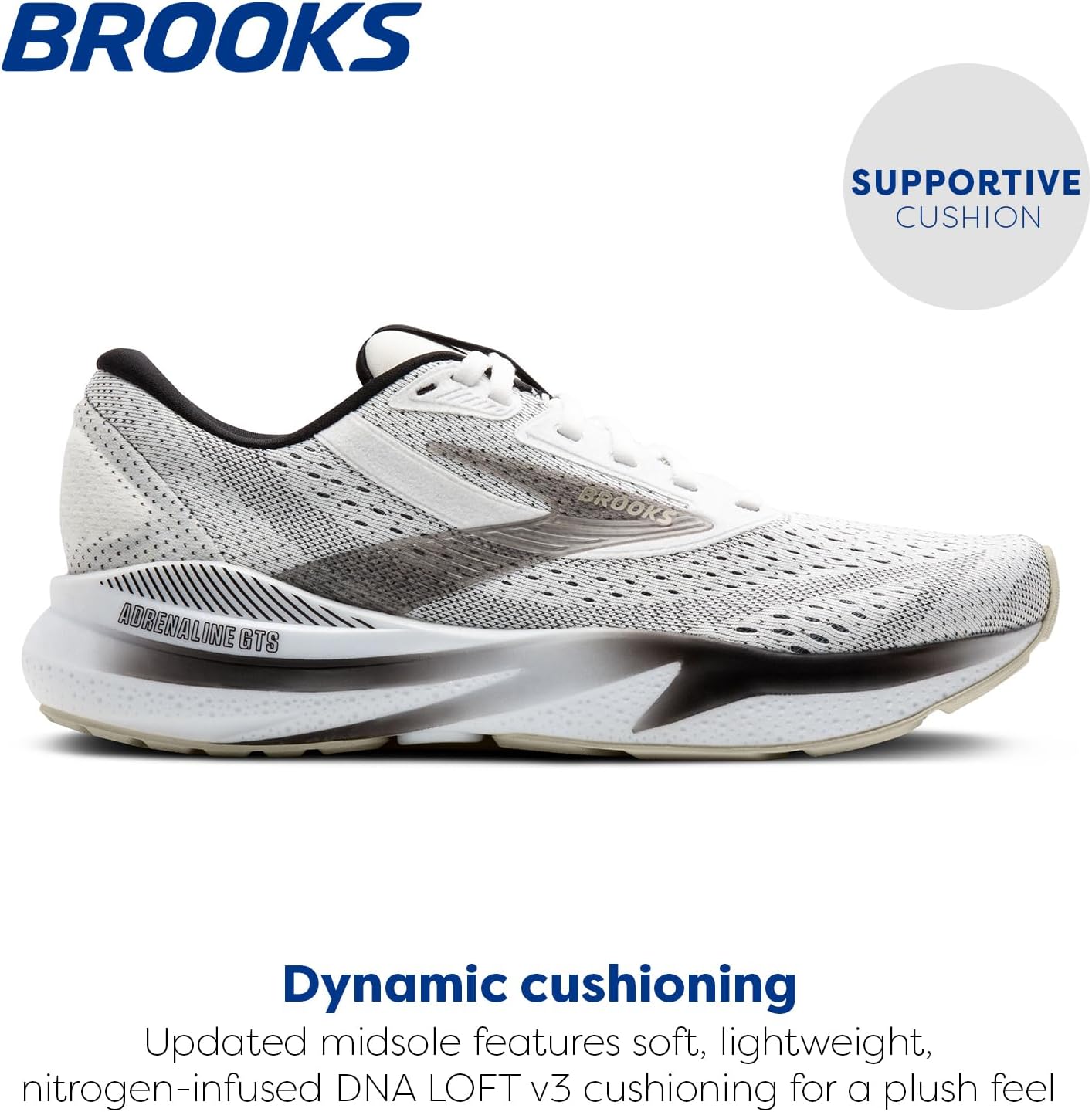 Мужские беговые кроссовки Brooks Adrenaline GTS 24 с поддержкой, белый/черный — фото 2