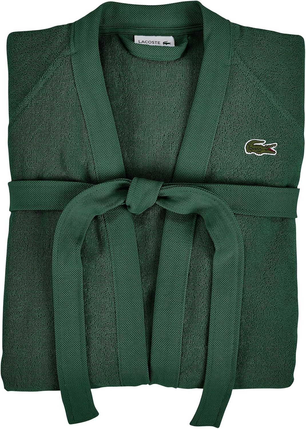 Lacoste Classic Pique халат, 100% мягкий хлопковый махровый материал, унисекс взрослый банный халат, впитывающий и быстросохнущий, один размер подходит большинству, Eden — фото 3