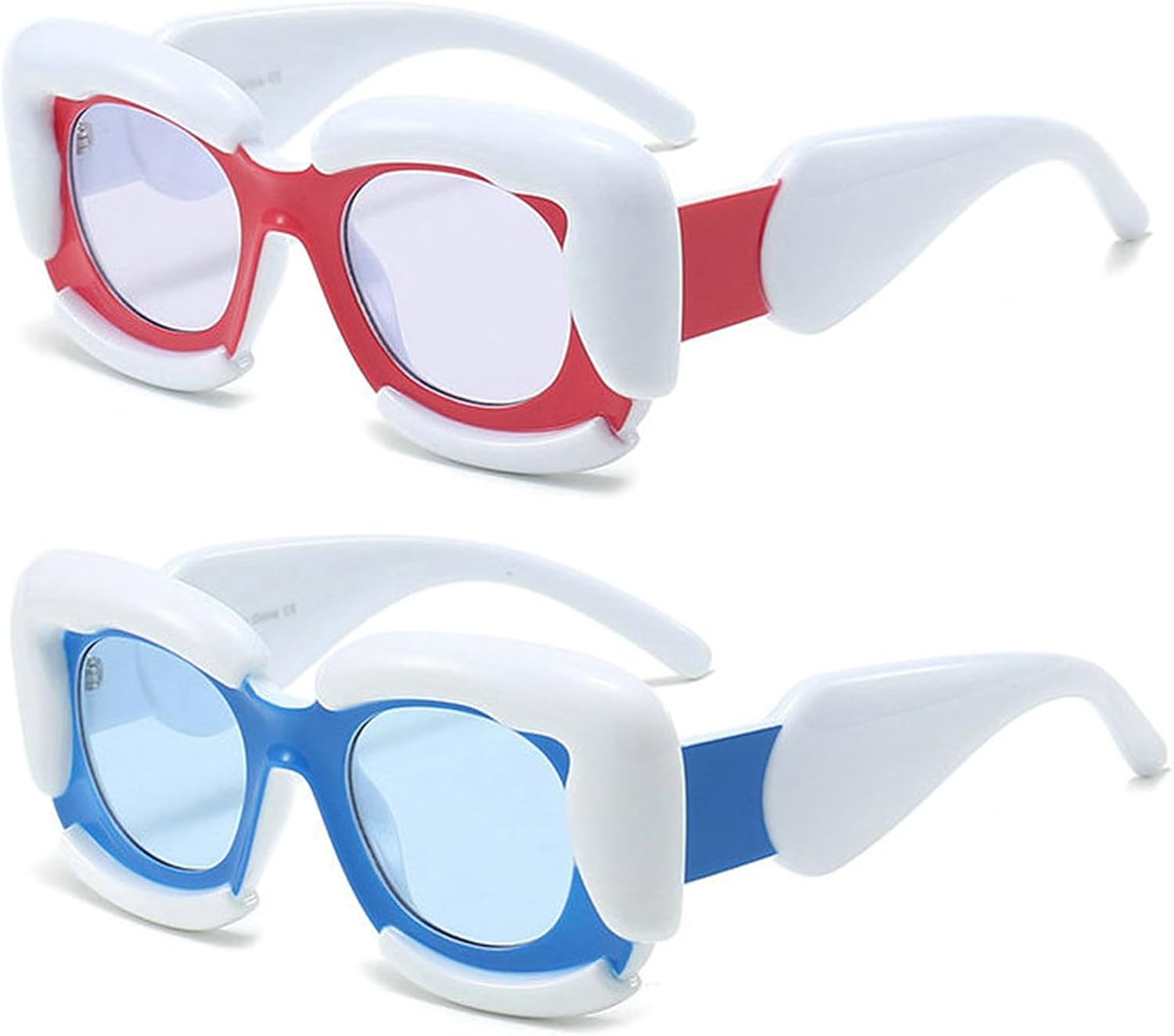 

Хелена Милые толстые квадратные солнцезащитные очки для женщин и мужчин, модные, с надувной оправой в стиле хип-хоп, очки для вечеринок в стиле Y2K, забавные очки helena, Blue+red