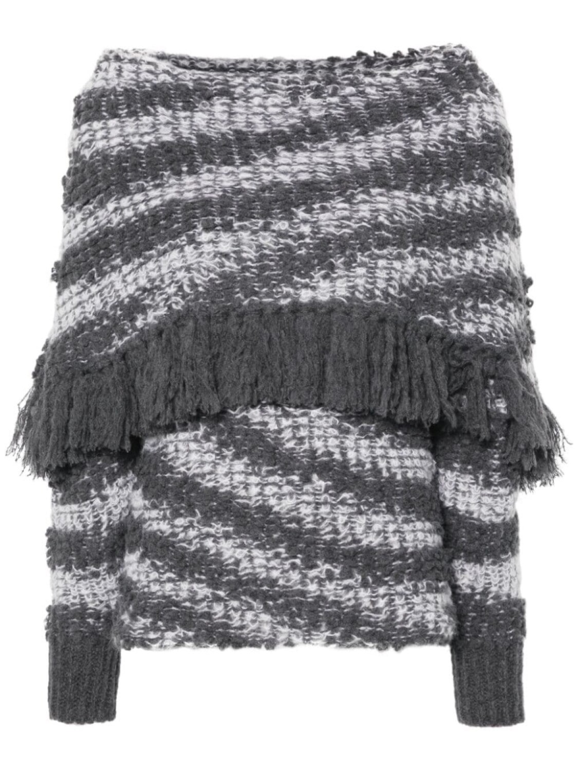 

Stella McCartney джемпер с тигровым узором и бахромой, серый