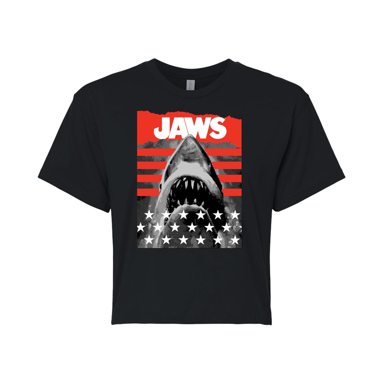 

Укороченная футболка со звездами и полосками Juniors' Jaws Licensed Character, черный