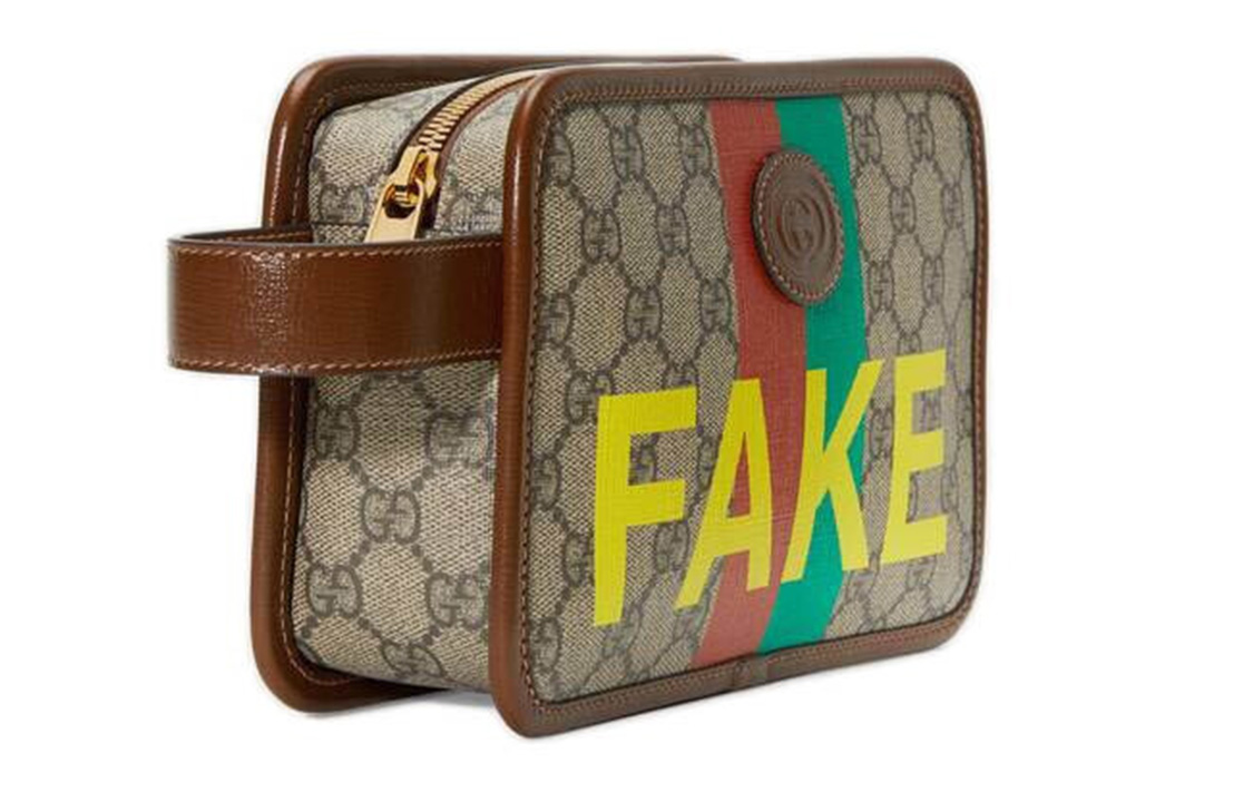 Кожаная косметичка Gucci унисекс, цвет Эбони Браун — фото 2