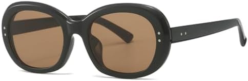 

Солнцезащитные очки 2027 года в овальной панк-стиле с заклепками для мужчин, защита от УФ-излучения UV400, ретро-стиль, круглые солнцезащитные очки для женщин MTZJH, Black Tea