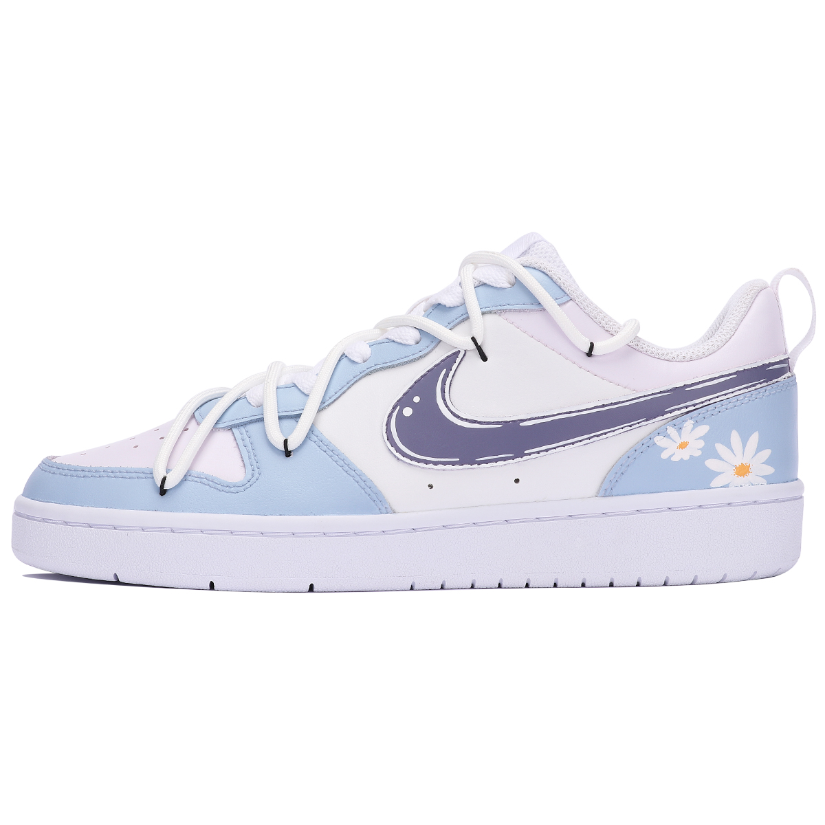 

Кроссовки Nike Court Borough Skateboard Shoes Women's Low-Top Blue White, Синий, Кроссовки Nike Court Borough Skateboard Shoes Women's Low-Top Blue White