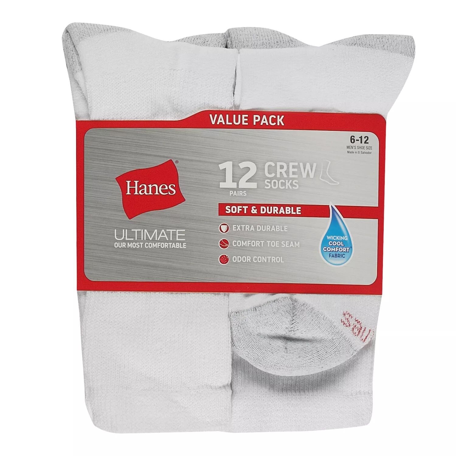 

Мужские носки Hanes Ultimate, 12 пар мягких и прочных носков для экипажа