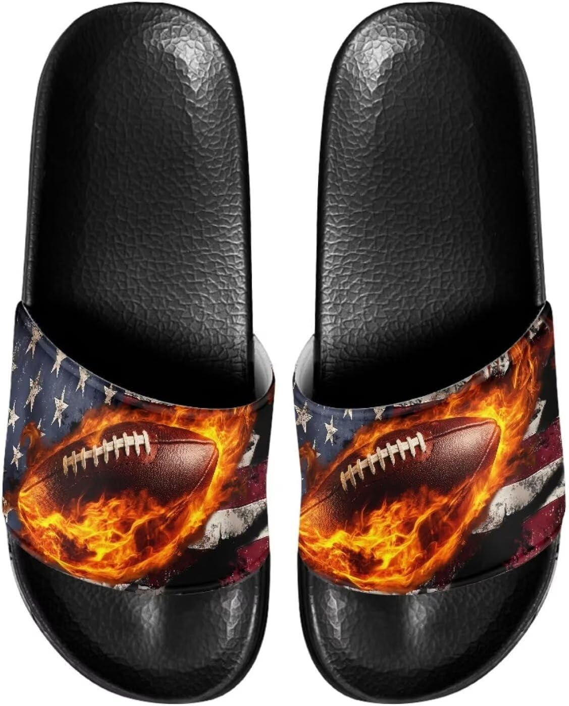 

Сланцы для мужчин, противоскользящие, быстро сохнущие, мягкие и легкие, с открытым носком Pugasmiru, American Flag Football Pattern