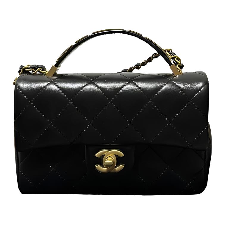 

CHANEL Кожаный клатч с металлической застёжкой Унисекс рюкзак через плечо Кроссбоди Маленькая чёрная сумка