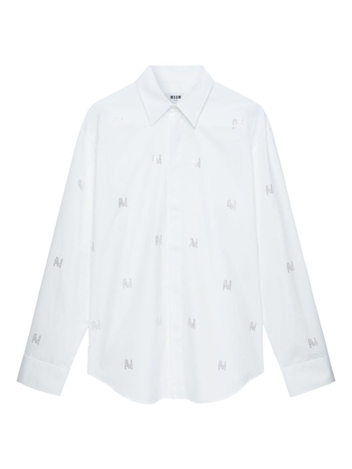 

MSGM хлопковая рубашка, украшенная кристаллами, белый