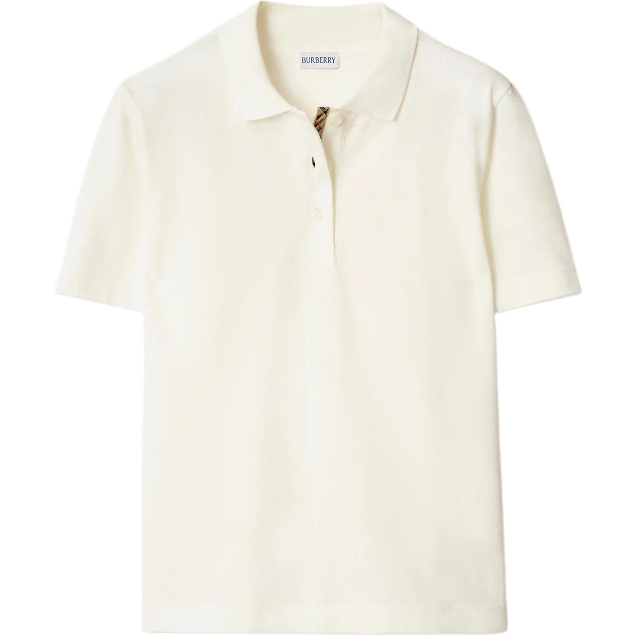 

Burberry Футболка-поло женская Pink Chalk White с воротником-поло умеренного кроя