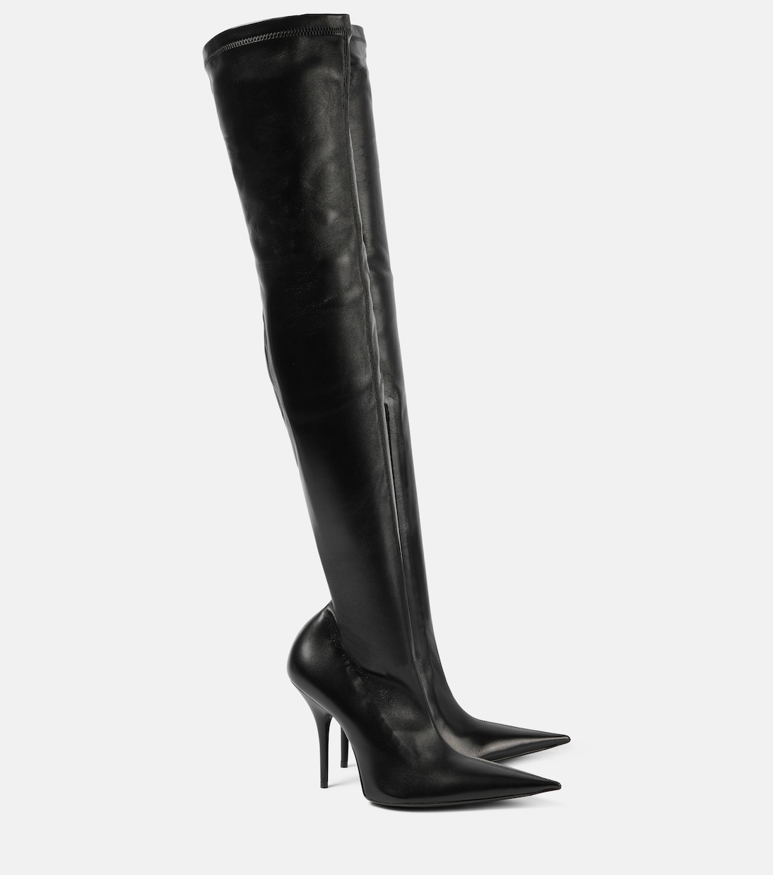 Сапоги выше колена из кожи Avenue Balenciaga, черный