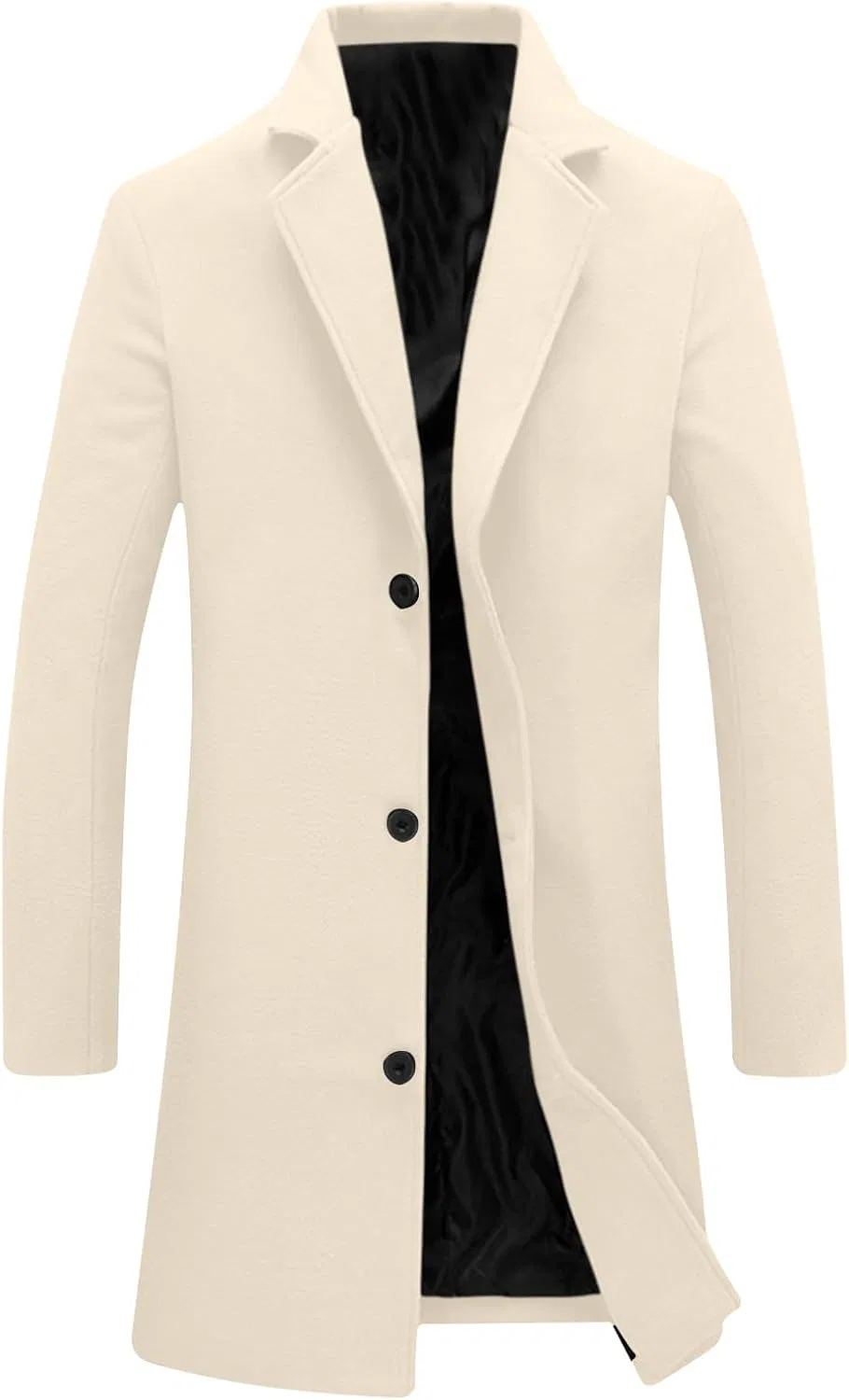 Мужское пальто тренч из шерсти однобортное классическое pea coat с отложным воротником длинная куртка на зиму generic, бежевый