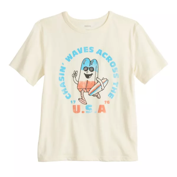 

Мальчиковая футболка с адаптивным сенсорным принтом 8-20 Sonoma Goods For Life, цвет ivory popcicle