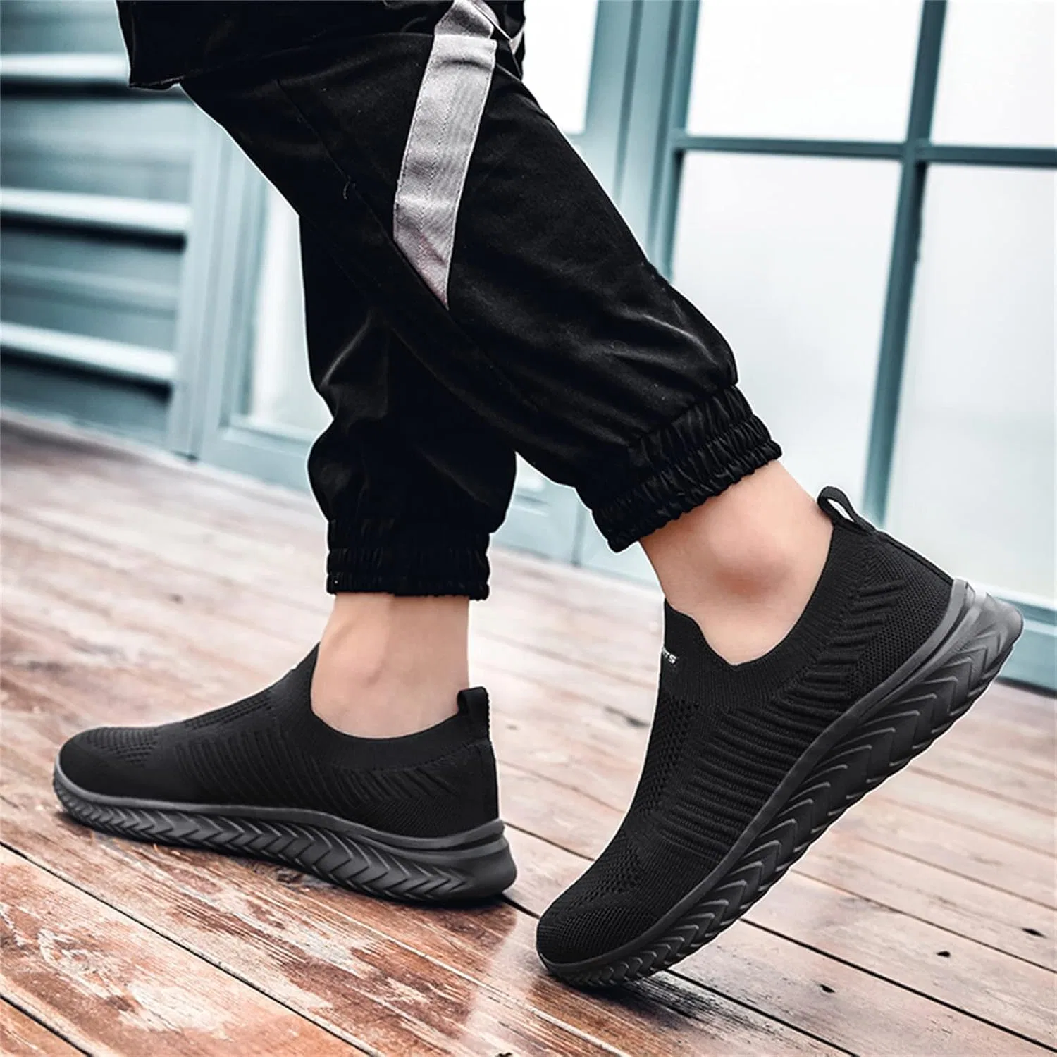 Мужские модные летние кроссовки Lite Adapt из сетчатой ​​ткани, дышащие, легкие, удобные, повседневные, на плоской подошве Generisch, Black — фото 4