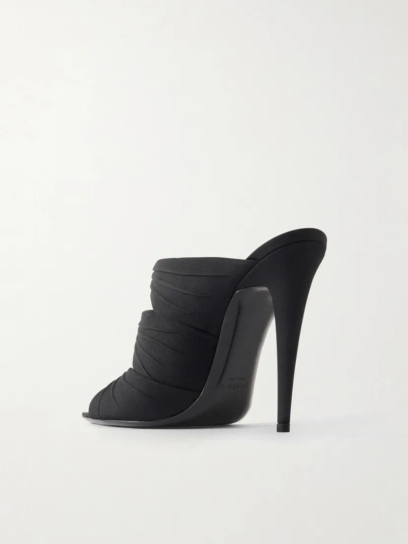 Мюли Emilie с кристаллами из сатинового крепа SAINT LAURENT, черный — фото 3