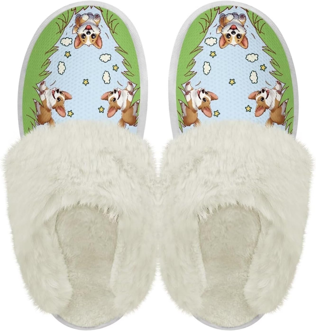 

Хлопковые тапочки PJHEQOXE с пушистыми краями, домашние тапочки для дома и улицы, хлопковые тапочки унисекс, Cartoon Dog