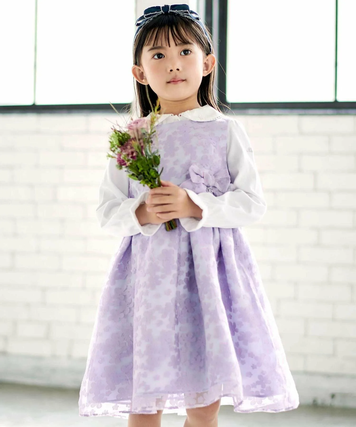 Платье с цветочным опаловым принтом и лентой на талии (110–130 см) BeBe, Purple