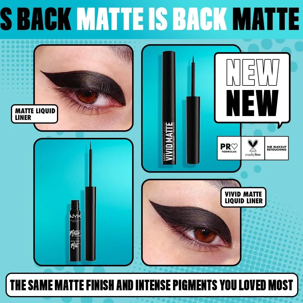 Подводка для глаз жидкая матовая Nyx Professional Makeup Vivid Matte Liquid Liner черный — фото 2