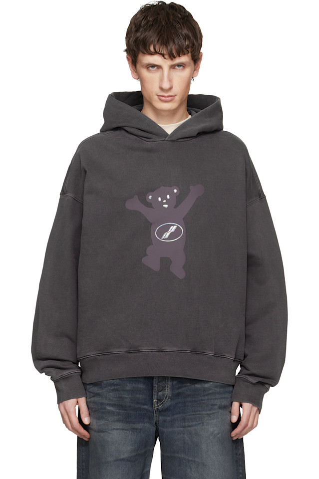 

We11Done Новая коричневая толстовка с логотипом "плюшевый мишка" с пигментной отделкой