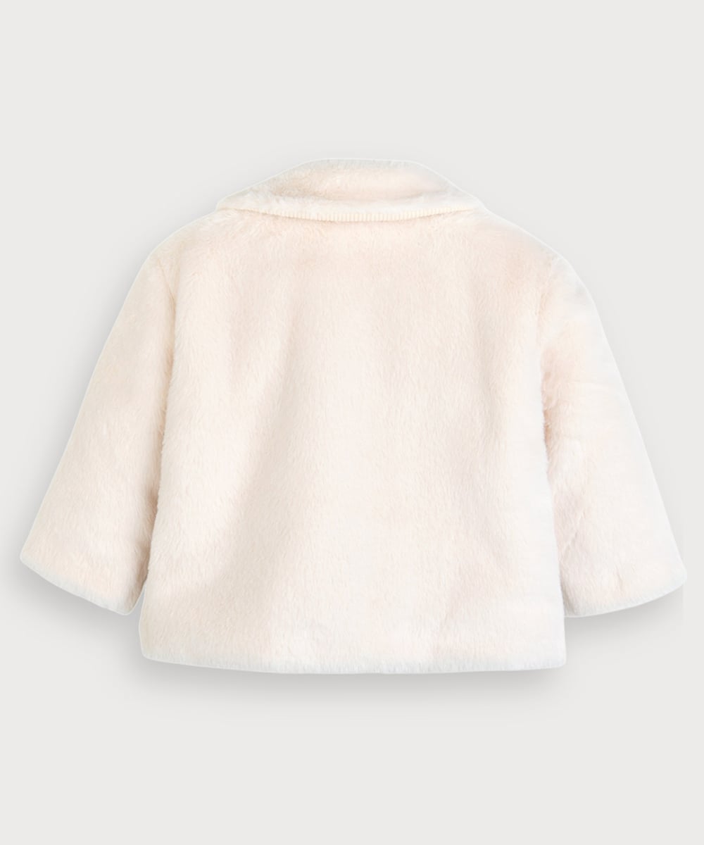 Пальто из искусственного меха с цветочным принтом «Люби меня» Moimoln, Light Beige — фото 2