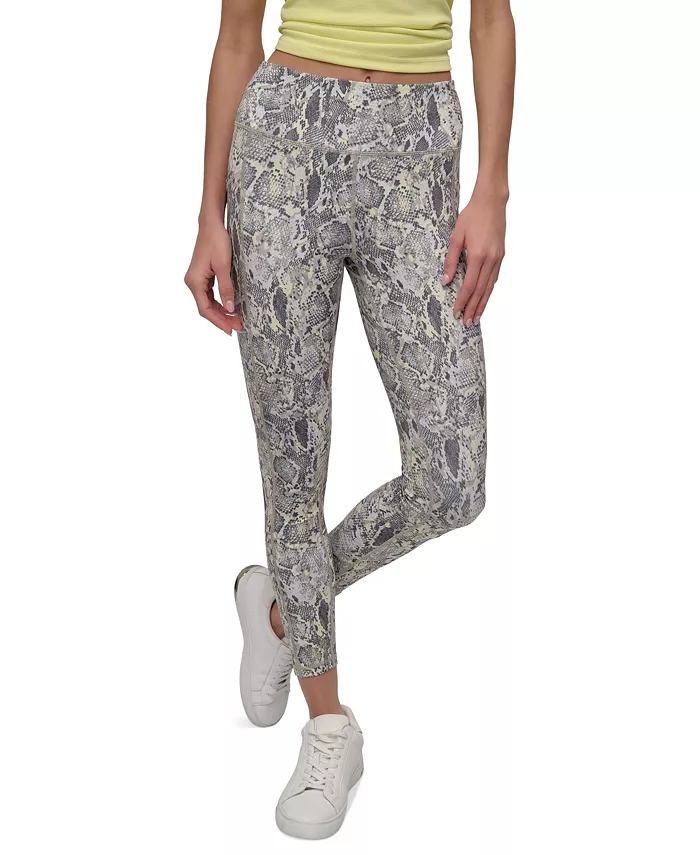 

Женские принтованные леггинсы с высокой талией 7/8 DKNY, коричневый/бежевый