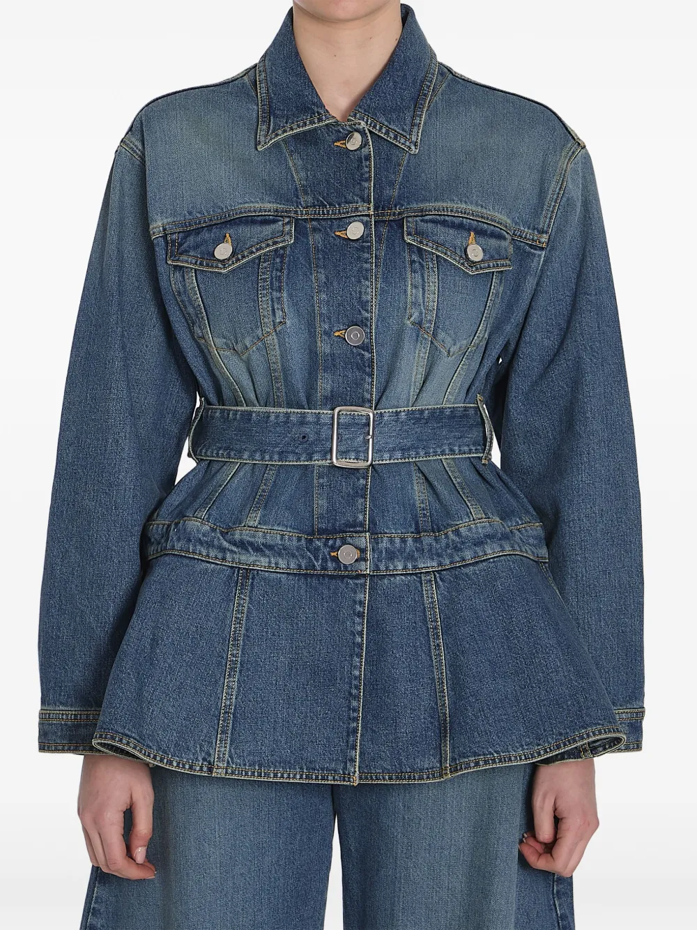 

Джинсовая куртка с баской Alaïa, синий