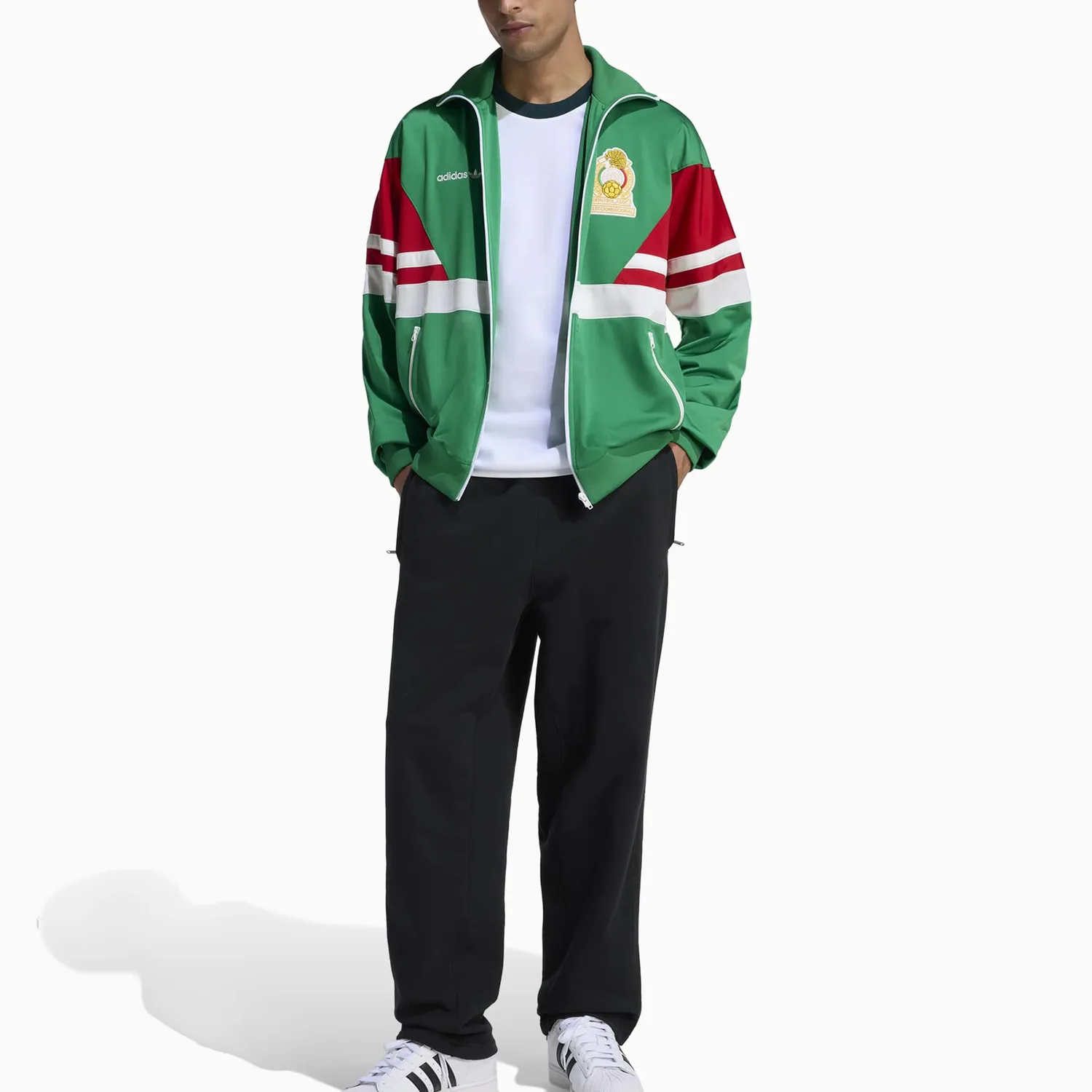 Худи с вышитым логотипом на молнии Adidas Originals, зеленый — фото 4