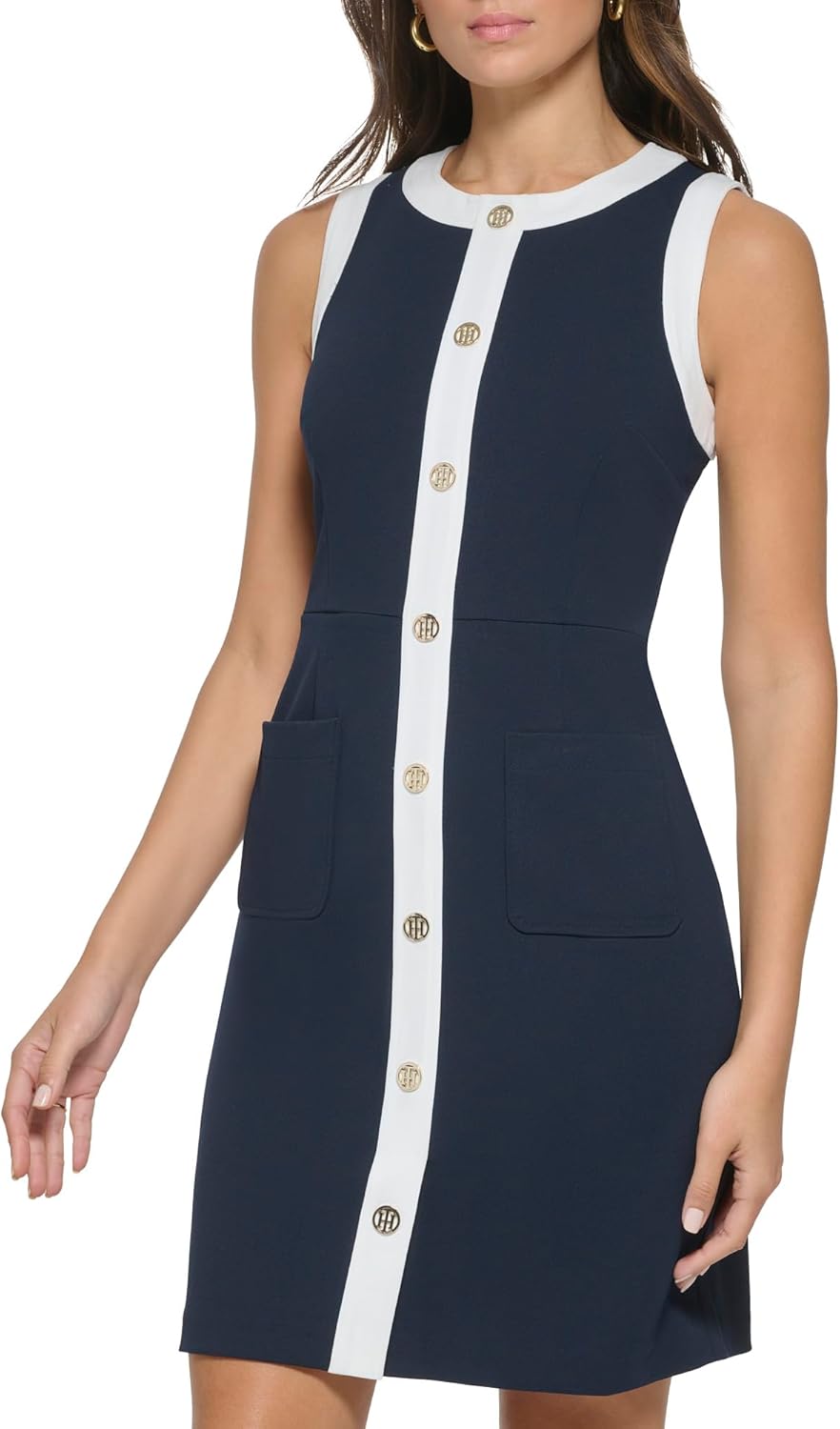 Женское мини-платье Tommy Hilfiger с узором «гусиная лапка», Sky Captain/Ivory — фото 2