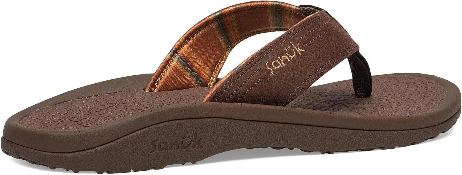 Пляжные сандалии Sanuk On the Rocks для мужчин, шлепанцы, быстросохнущие, с поддерживающей и легкой подошвой, с поддержкой свода стопы, Chocolate — фото 4