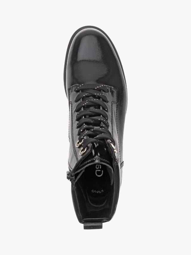Яркие кожаные байкерские ботинки широкого покроя Gabor, цвет Black Patent — фото 3