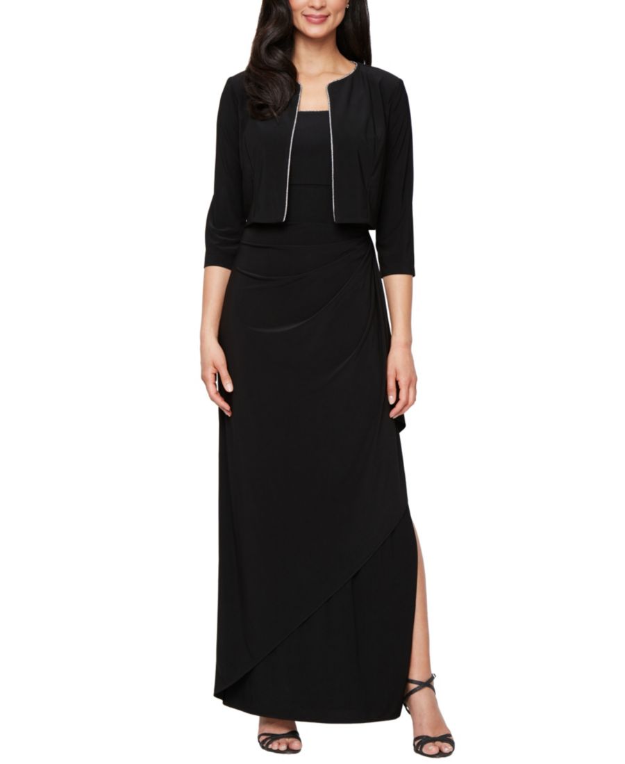 

Платье-жакет из матового трикотажа, укороченное, для невысоких девушек Alex Evenings, Black