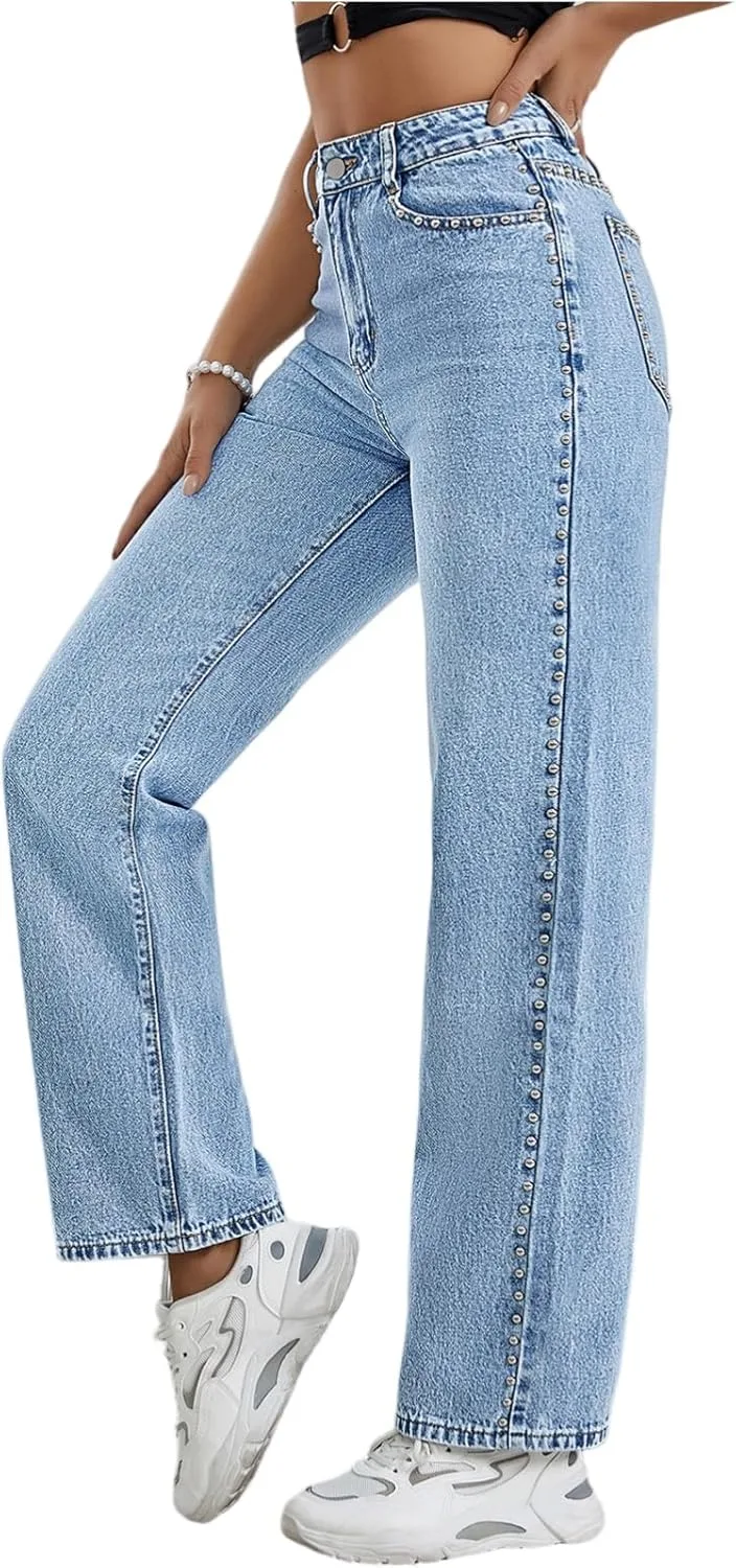 Широкие джинсы mom high waisted blue