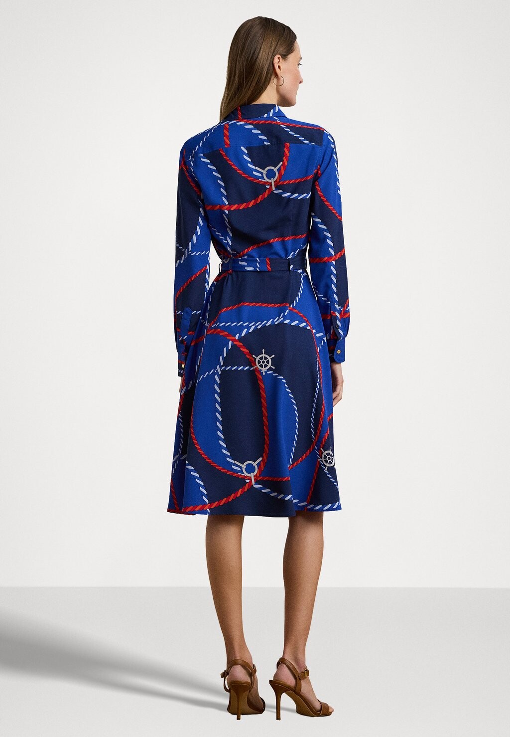 

Платье-рубашка ROPE PRINT CREPE SHIRTDRESS Lauren Ralph Lauren, синий