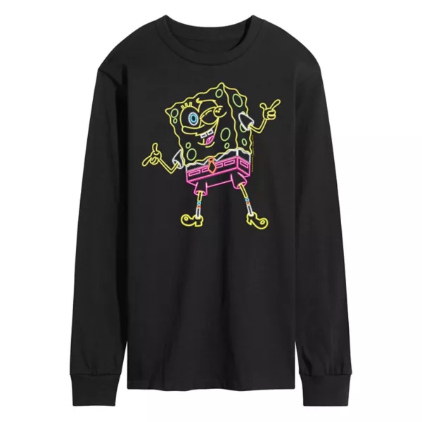 

Мужская футболка с длинным рукавом и неоновым принтом SpongeBob SquarePants Licensed Character, черный