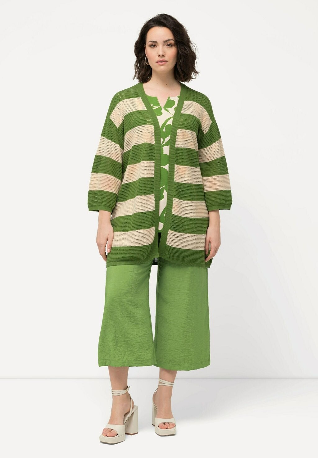 

Кардиган STRIPED LONGLINE 3/4 SLEEVE Ulla Popken, темно-зеленый