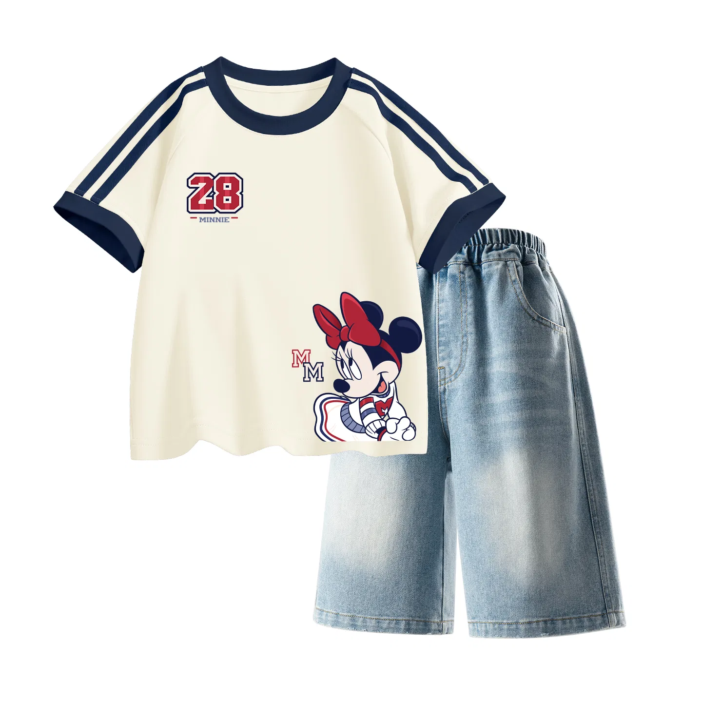 Детский спортивный костюм Casual Sportswear 2 Piece Set Disney, Di Sports Numbers K Almond White+Solid Color Denim Blue