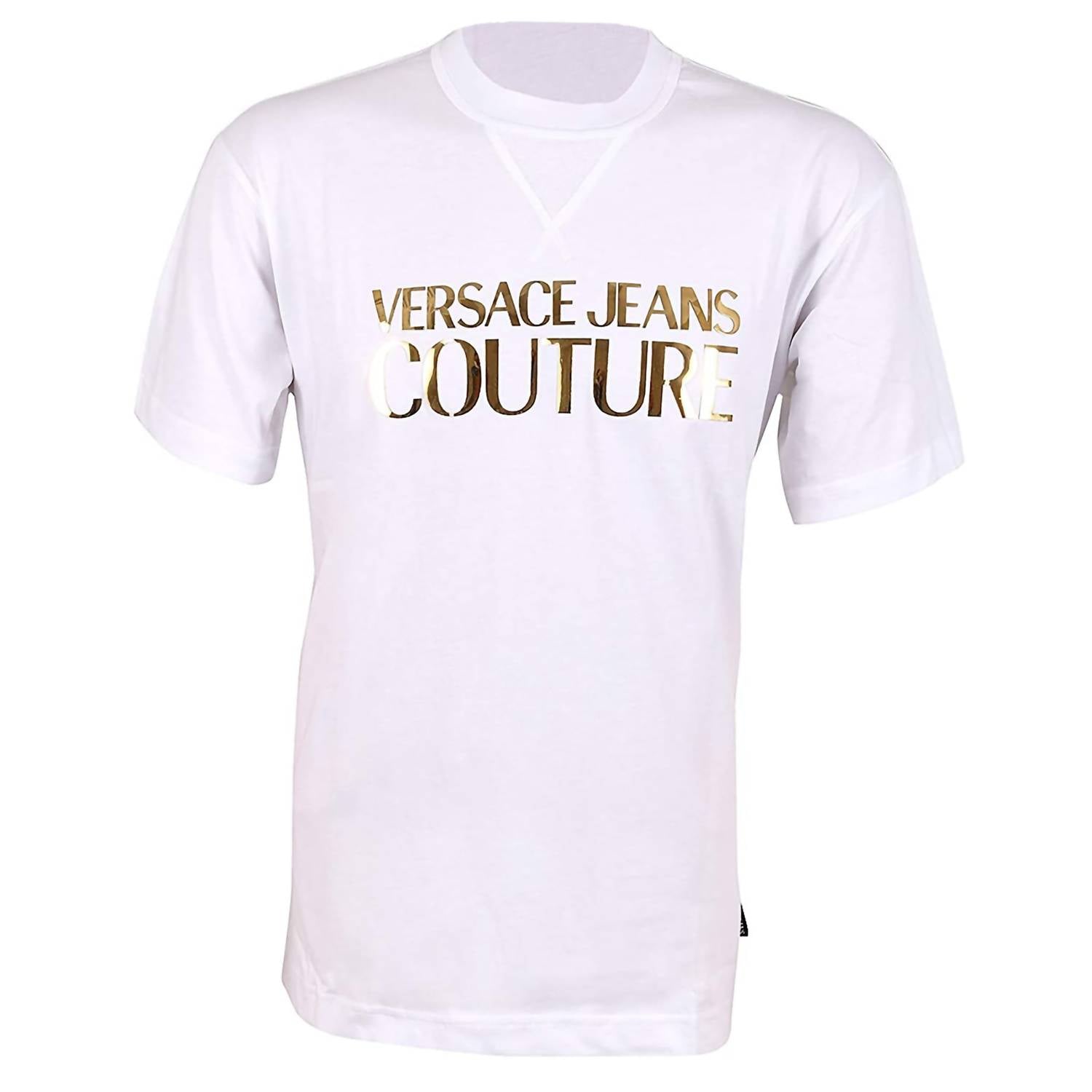 

Мужская футболка с металлическим логотипом Couture белого цвета Versace