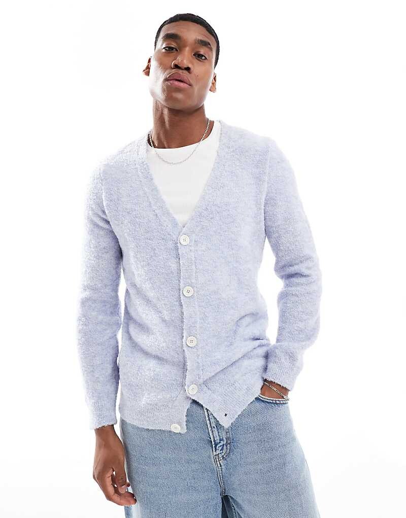 

Синий легкий кардиган фактурной вязки букле ASOS DESIGN