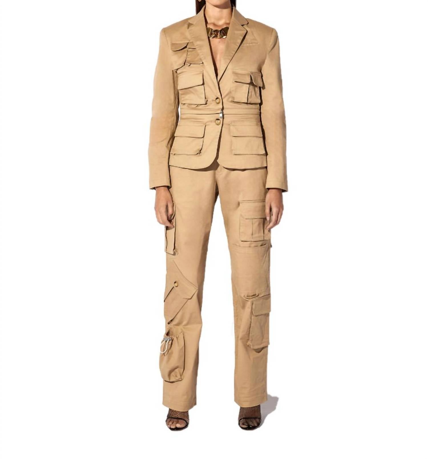 

Брюки карго с множеством карманов в цвете белый перец RtA