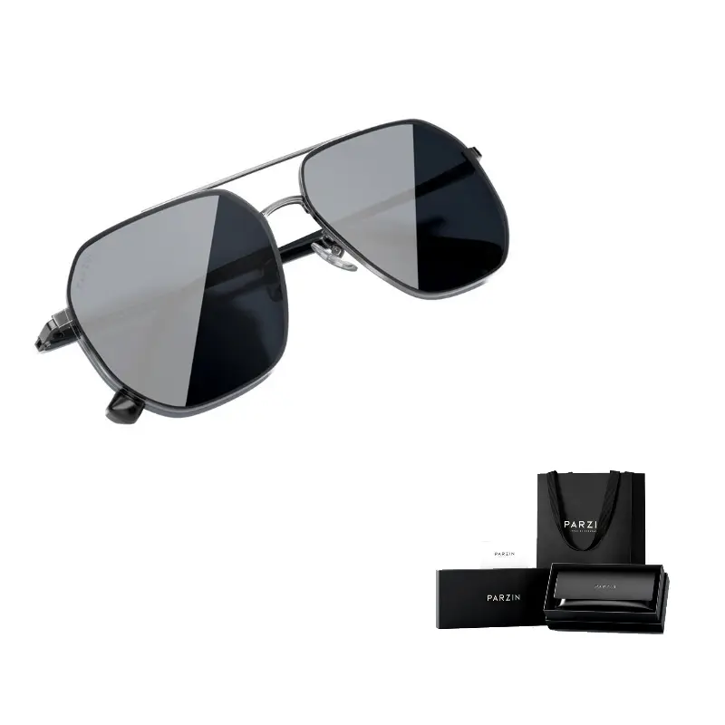 

PARZIN Авиаторские солнцезащитные очки мужские, Gunmetal Frame with Black Gray Lens