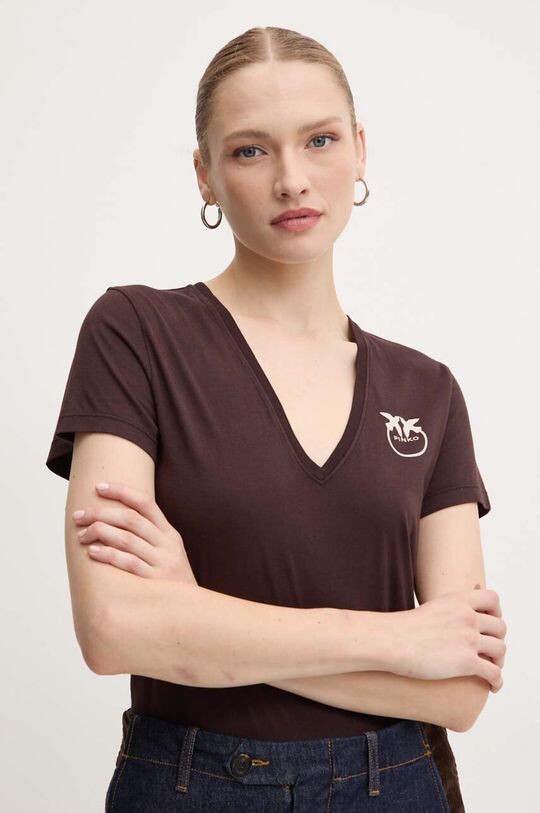 

Хлопковая футболка Pinko, коричневый