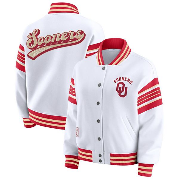 

Женская бело-красная куртка Oklahoma Sooners из флиса на молнии Wear By Erin Andrews