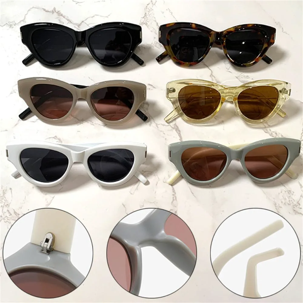 

Солнцезащитные очки «кошачий глаз» для женщин, ретро-очки с защитой от УФ-излучения UV400, солнцезащитные очки для мужчин с заклепками HDUBFY, Black Tea