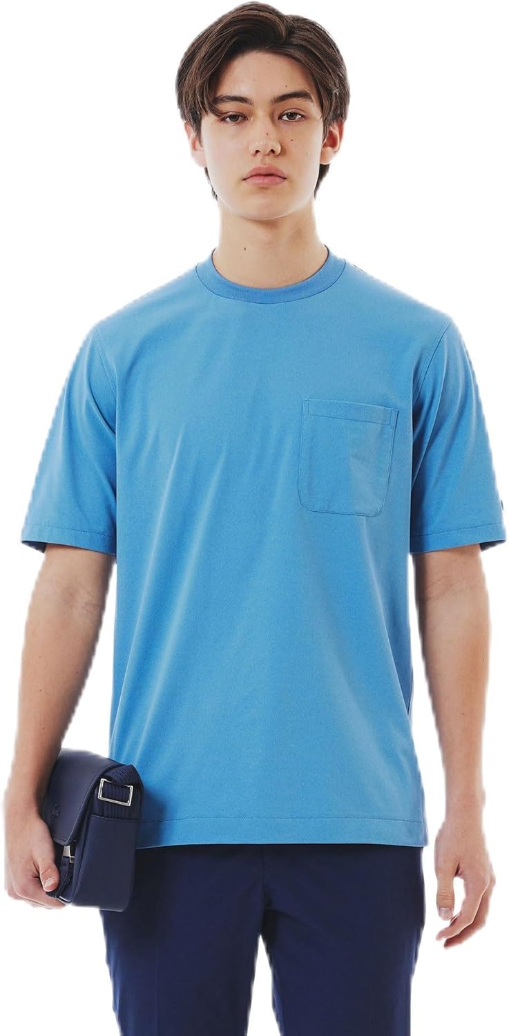 

Мужская футболка Lacoste с карманом, быстросохнущая, эластичная, из эластичного материала, серовато-синий