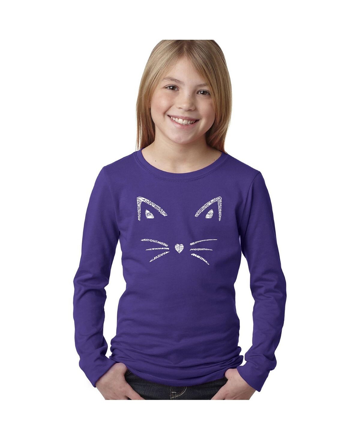 

Лонгслив Big Girl's Word Art — Whiskers LA Pop Art, фиолетовый