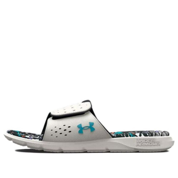 Тапочки ignite 7 graphic footbed slide 'grey mist floral' Under Armour, серый
