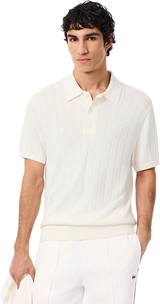 

Мужской свитер Lacoste (официальный) из трикотажной резинки высокой плотности. Рубашка-поло, белый