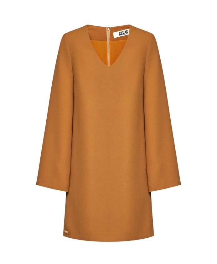

Платье с V-образным вырезом и широкими рукавами Silvian Heach, коричневый